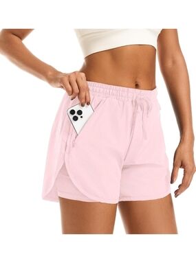 APWKL Pink 2-in-1 Athletic Running Shorts w/ Zipper Pockets - Size XL (EUC)